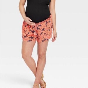 NWT Isabel Maternity Drapey Knit Shorts Pink Floral